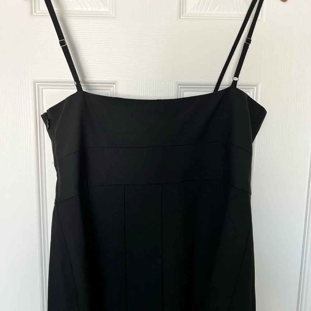 THEORY Raquel Black Pleated Fit and Flare‎ Spaghetti Strap Dress Size 8 - Picture 7 of 13